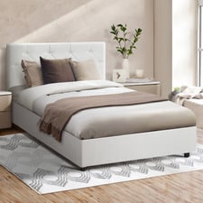 Kenzo Faux Leather Gas Lift Storage Bed Frame