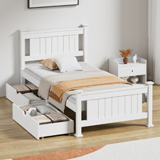 Clara Pine Wood Bed Frame with Storage