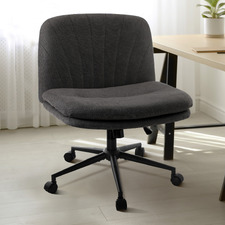 Heidi Faux Linen Armless Office Chair with Wheels