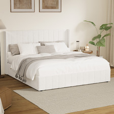 White Gabrielle Sherpa Gas Lift Storage Bed