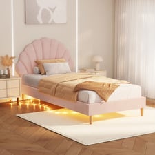 Pink Florin Single Velvet Kid's Bed Frame
