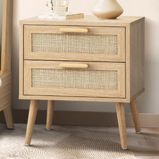 Holly Rattan 2 Drawer Bedside Table
