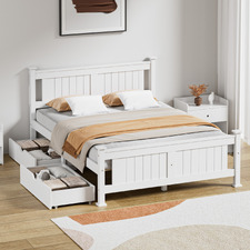 Clara Pine Wood Bed Frame with Storage
