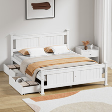 Clara Pine Wood Bed Frame with Storage