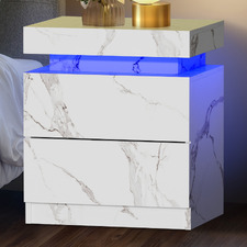 Murray 2 Drawer Marble-Look LED Bedside Table