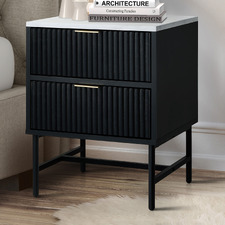Hammond 2 Drawer Faux Marble Bedside Table