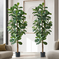 180cm Potted Faux Fiddle Leaf Fig Trees (Set of 2)