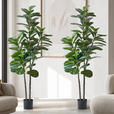 150cm Potted Faux Fiddle Leaf Fig Trees (Set of 2)