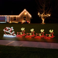 Elijah Santa with Reindeers LED Christmas Light Display