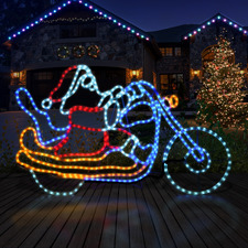 Yule Santa on Motorbike LED Christmas Light Display