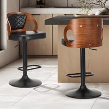 (Set of 2) Yosef Faux Leather Adjustable Bar Stools