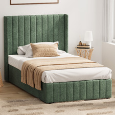 Green Meier Chenille Gas Lift Storage Bed