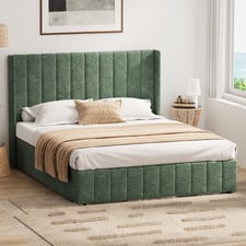Green Meier Chenille Gas Lift Storage Bed