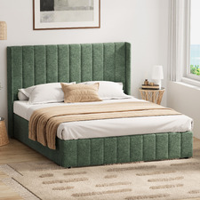 Green Meier Chenille Gas Lift Storage Bed