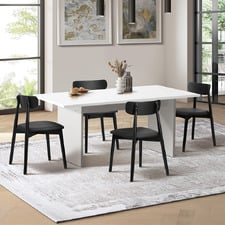 4 Seater Black Emilia Dining Table & Chair Set