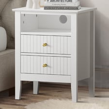 Andes 2 Drawer & Shelf Bedside Table