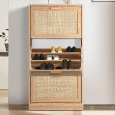 Holly 3 Door Rattan Shoe Cabinet
