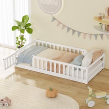 Ludwig Pine Wood Single Bed with Safety Gate