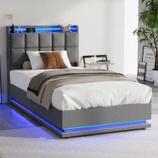 Marcel Upholstered Gas Lift Storage Bed with LED & Charging Station