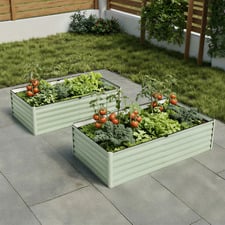 Pierre Galvanised Steel Garden Beds (Set of 2)