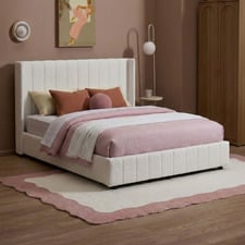 White Gabrielle Sherpa Gas Lift Storage Bed