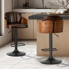 Layne Faux Leather Adjustable Bar Stools (Set of 2)