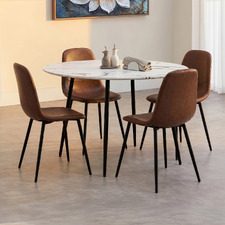 4 Seater Mohsin Faux Leather Dining Table & Chair Set