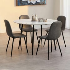 4 Seater Mohsin Faux Leather Dining Table & Chair Set