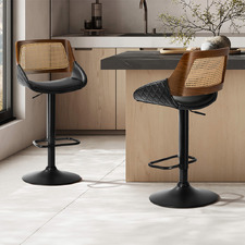 Hollis Faux Leather Adjustable Bar Stools (Set of 2)