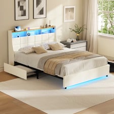 Tusca Upholstered Bed Frame with LED & Underbed Drawers