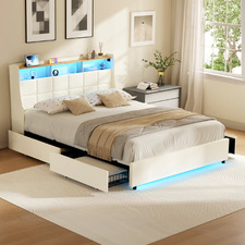 Tusca Upholstered Bed Frame with LED & Underbed Drawers