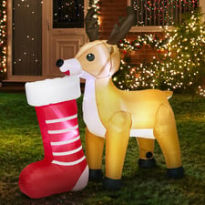 Reindeer with Stocking LED Inflatable Christmas Decoration