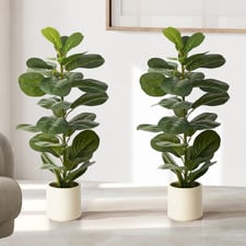 90cm Potted Faux Fiddle Leaf Fig Trees (Set of 2)