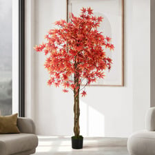 180cm Red Potted Faux Maple Tree