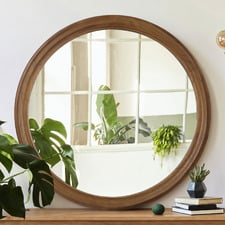 Zane Round Paulownia Wood Wall Mirror