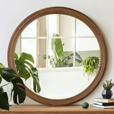 Zane Round Paulownia Wood Wall Mirror