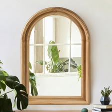 Elisa Arched Paulownia Wood Wall Mirror