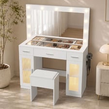 2 Piece Lyrrah LED Dressing Table & Stool Set