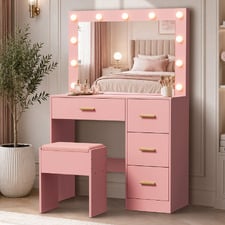 2 Piece Elynor LED Dressing Table & Stool Set