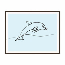 Line Dolphin Framed Printed Wall Art
