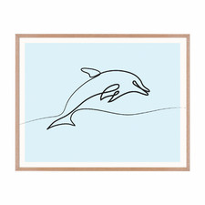 Line Dolphin Framed Printed Wall Art