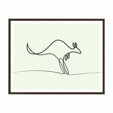 Line Kangaroo Framed Printed Wall Art