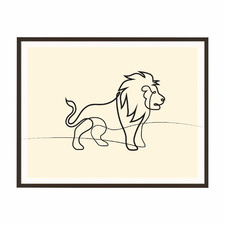 Line Lion Framed Printed Wall Art