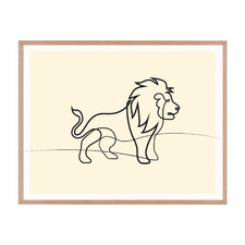 Line Lion Framed Printed Wall Art