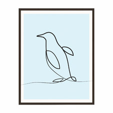 Line Penguin Framed Printed Wall Art
