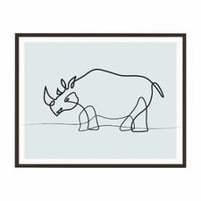 Line Rhino Framed Printed Wall Art