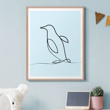 Line Penguin Framed Printed Wall Art