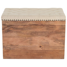 Modena Cotton & Mango Wood Storage Ottoman Bench