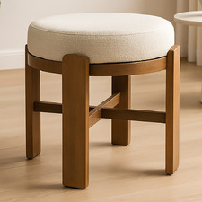 Verona Cotton & Mango Wood Accent Stool