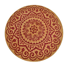 Red Cuba Hand-Woven Jute Round Rug